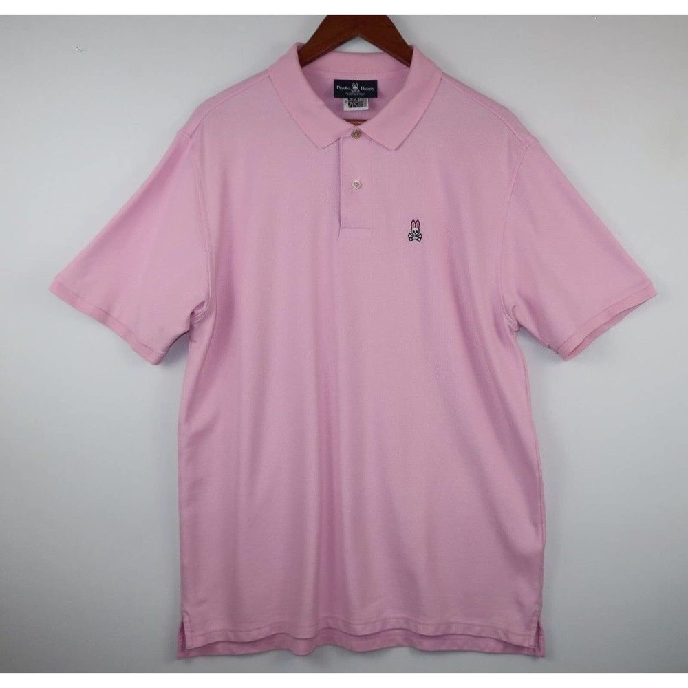 PSYCHO BUNNY Pink Rabbit Men's Pima Cotton Golf Pique Polo Godley Peru Size 7 XL